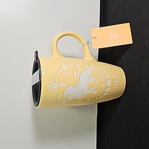 Wandering Moon Zodiac "LEO" Yellow Stars Moon Sun Ceramic Travel Mug NEW